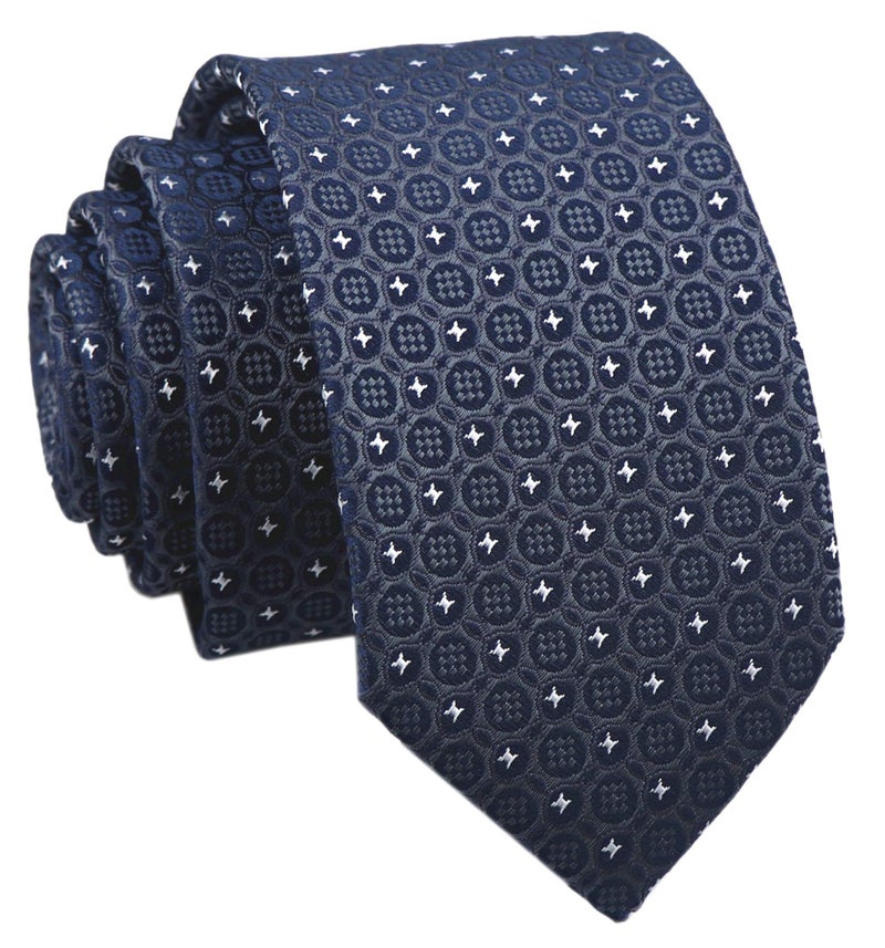 Ctskyte Slim Silk Necktie for Men Woven Jacquard Patterned Business Wedding Skinny Ties (Patterned 1, One Size) - Image 1